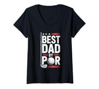 Mujer Dad Golf Best Dad By Par Funny Par Golfing Ropa a juego Camiseta Cuello V
