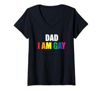 Mujer Dad I Am Gay Camiseta LGBT Orgullo Moda Ropa Gay Traje Regalo Camiseta Cuello V
