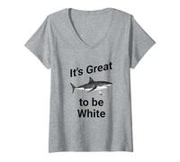 Mujer Dad Joke, It's Great to be White, Funny White Shark Camiseta Cuello V