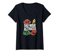 Mujer Dad Mode Activated Funny Fatherhood Minivan Parent Graphic Camiseta Cuello V