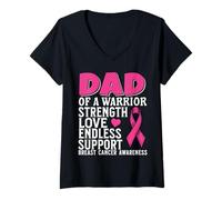 Mujer Dad of a Warrior Breast Cancer Awareness Support Gifts Camiseta Cuello V