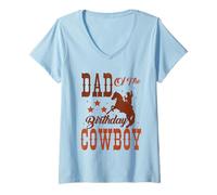 Mujer Dad of The Birthday Cowboy Cute Western Dad Birthday Outfit Camiseta Cuello V