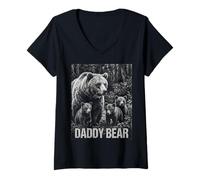 Mujer Daddy Bear Family - Regalos para el día del Padre a Juego para Hombres Camiseta Cuello V