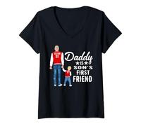 Mujer Daddy Is Son's First Friend Son To Dad Funny Fathers Day Camiseta Cuello V