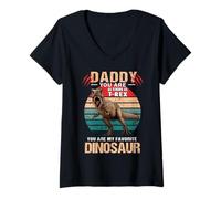 Mujer Daddy You Are As Strong As T Rex Dinosaur Fathers Day Camiseta Cuello V