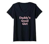 Mujer Daddy'S Good Girl - Regalo Sexy para Novia o Mujer Camiseta Cuello V