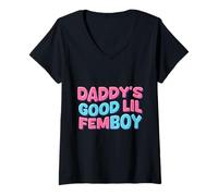 Mujer Daddy's Good Little Femboy Quote Design, Comunidad LGBTQ Camiseta Cuello V