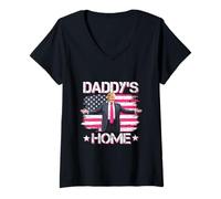 Mujer Daddy'S Home Trump Pink 2024 Divertido Trump Take America Back Camiseta Cuello V