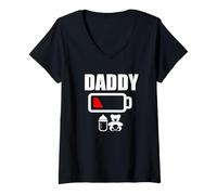 Mujer Dad'S Father T-Shirt Daddy Battery Camiseta de Baja energía Camiseta Cuello V