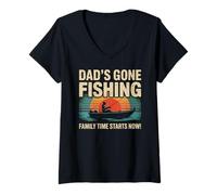 Mujer Dad's Gone Fishing - Funny Family Time Fishing Padre Papá Camiseta Cuello V
