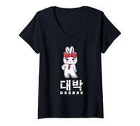 Mujer Daebak KPOP Coreano Bunny Graphic Music Lover Camiseta Camiseta Cuello V
