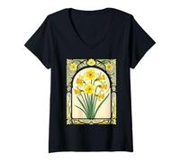 Mujer Daffodil Radiance La Flor Naciente de Marzo Camiseta Cuello V