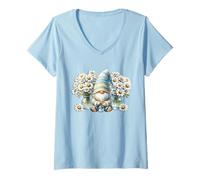 Mujer Daisy Flower GNOME Graphic For Painter Who Loves Painting Camiseta Cuello V