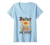 Mujer Daisy Me Rolin' Life'S a Ride Retro Bicicleta Vibes Camiseta Cuello V