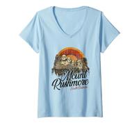 Mujer Dakota del Sur Mount Rushmore Vintage Pride Camiseta Cuello V