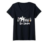 Mujer Dalada Perahera Sri Lanka Festival tee Art Kandy Travel Camiseta Cuello V