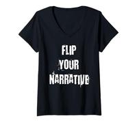 Mujer Dale la vuelta a tu narrativa Camiseta Cuello V