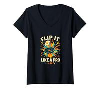 Mujer Dale la Vuelta como un Divertido diseño Retro de Cocina Profesional Camiseta Cuello V