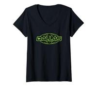 Mujer Dallas y2k Texas Vintage Global 90s Gen Z Frutiger Metro Camiseta Cuello V
