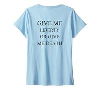 Mujer Dame Libertad o Dame la Muerte con Fuente Negra Vintage Camiseta Cuello V