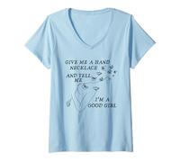 Mujer Dame Un Collar Y Dime Que Soy Una Buena Chica. Camiseta Cuello V