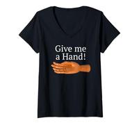 Mujer ¡Dame una Mano! Artista de Madera Camiseta Cuello V