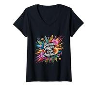 Mujer Dance In A Square Make A Circle of Friends |- Camiseta Cuello V