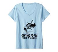 Mujer Dando Forma A La Animación Inmaterial Dibujar Boceto Animar Camiseta Cuello V