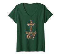 Mujer Daniel 6:7 Verso de la Biblia Palabras de Dioses Camiseta Cuello V