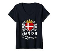 Mujer Danish Queen Denmark Flag Proud Danish Woman Camiseta Cuello V