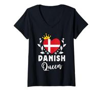 Mujer Danish Queen Denmark Flag Proud Danish Woman Camiseta Cuello V