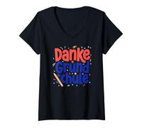 Mujer Danke Grundschule Grundschule Ritual DE for Viertklaessler Camiseta Cuello V