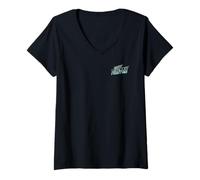 Mujer Danny Phantom Front and Back Ghost Action Pose Cartoon Camiseta Cuello V