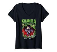 Mujer Danny Phantom Samula Vampire Cape Pose Cartoon Camiseta Cuello V