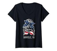 Mujer Danville VA - Gafas de Sol con diseño de moño desordenado Camiseta Cuello V