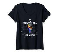 Mujer Danzando para su Gloria Culto Danza Cristiana Salmos 150 Camiseta Cuello V