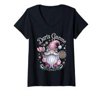 Mujer Dardos gnomo Navidad Festivo espíritu Divertido Camiseta Cuello V