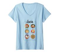 Mujer Daria Vintage Character Chart Retro Cartoon Camiseta Cuello V