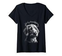 Mujer Dark Gothic Goldendoodle Perro con Alambre de púas gráfico Grunge Camiseta Cuello V