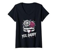 Mujer Dark Romance Romance Oscuro Booktok Yes, Daddy Camiseta Cuello V