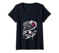 Mujer Dark Romance Romance Oscuro Booktok Yes, Sir Camiseta Cuello V