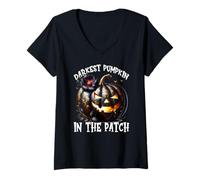 Mujer Darkest Pumpkin In The Patch For Goth Mom Floral Halloween Camiseta Cuello V