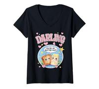 Mujer DARLING YOU ARE MY BUTTER HALF lindo diseño para parejas amorosas Camiseta Cuello V