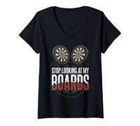 Mujer Dartboard Stop Looking at My Boards Dart Camiseta Cuello V