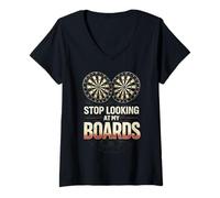 Mujer Dartboard Stop Looking at My Boards Dart Camiseta Cuello V