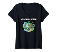 Mujer Data Analyst Funny Ctrl Z My Bad Decisions Camiseta Cuello V