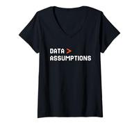 Mujer Data Over Assumptions Funny Tech Analyst Scientist Camiseta Cuello V