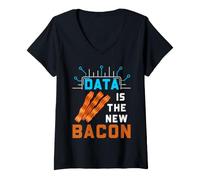 Mujer Data Scientist Humor Data es la Nueva estadística de Tocino Camiseta Cuello V