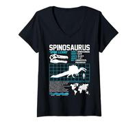 Mujer Datos paleontológicos del Spinosaurus: fósiles prehistóricos de dinosaurios Camiseta Cuello V