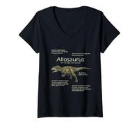 Mujer Datos sobre Dinosaurios Allosaurus Paleontología prehistórica jurásica Camiseta Cuello V
